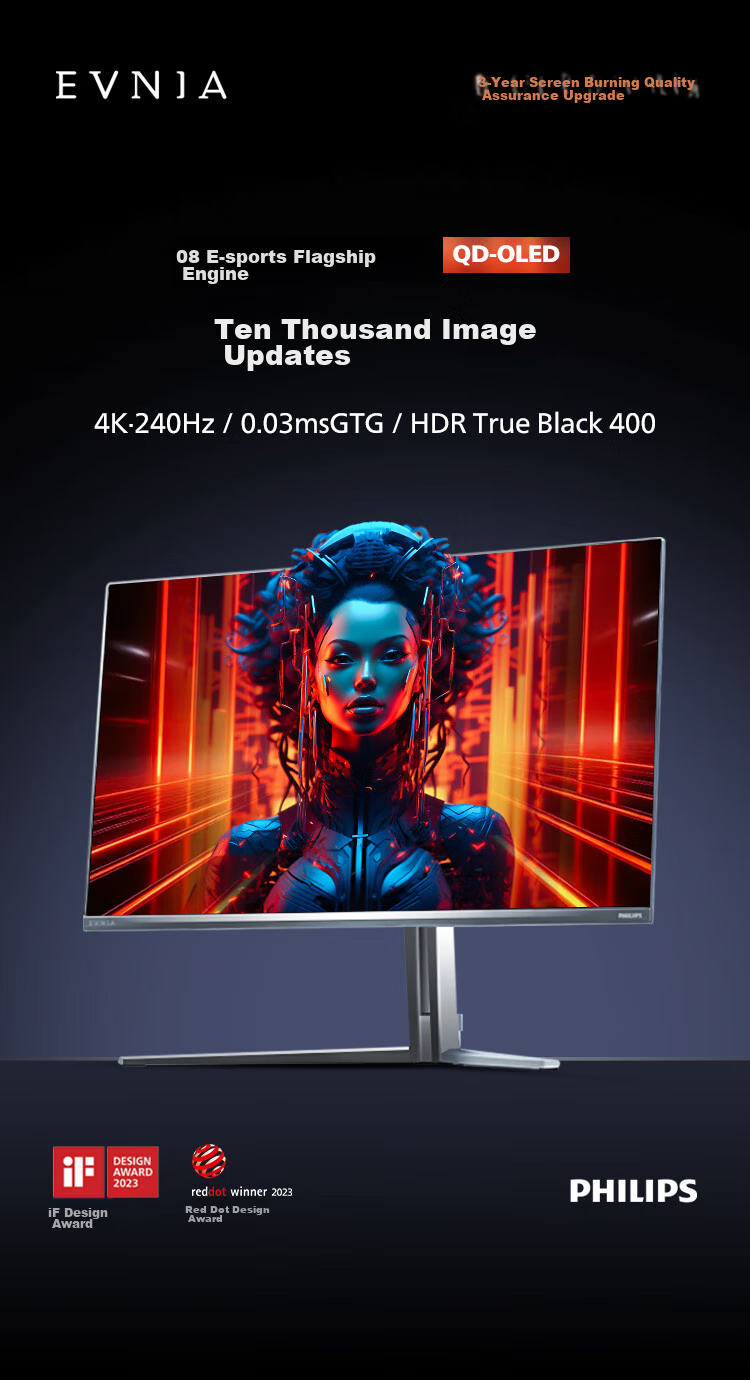 PHILIPS EVNIA, 31.5-Inch 4K 240Hz QD-OLED Dynamic Smart Cooling, Native 10-Bit, 0.03ms Response Time, Speakers, O8 Gaming Monitor, 32M2N8800 2