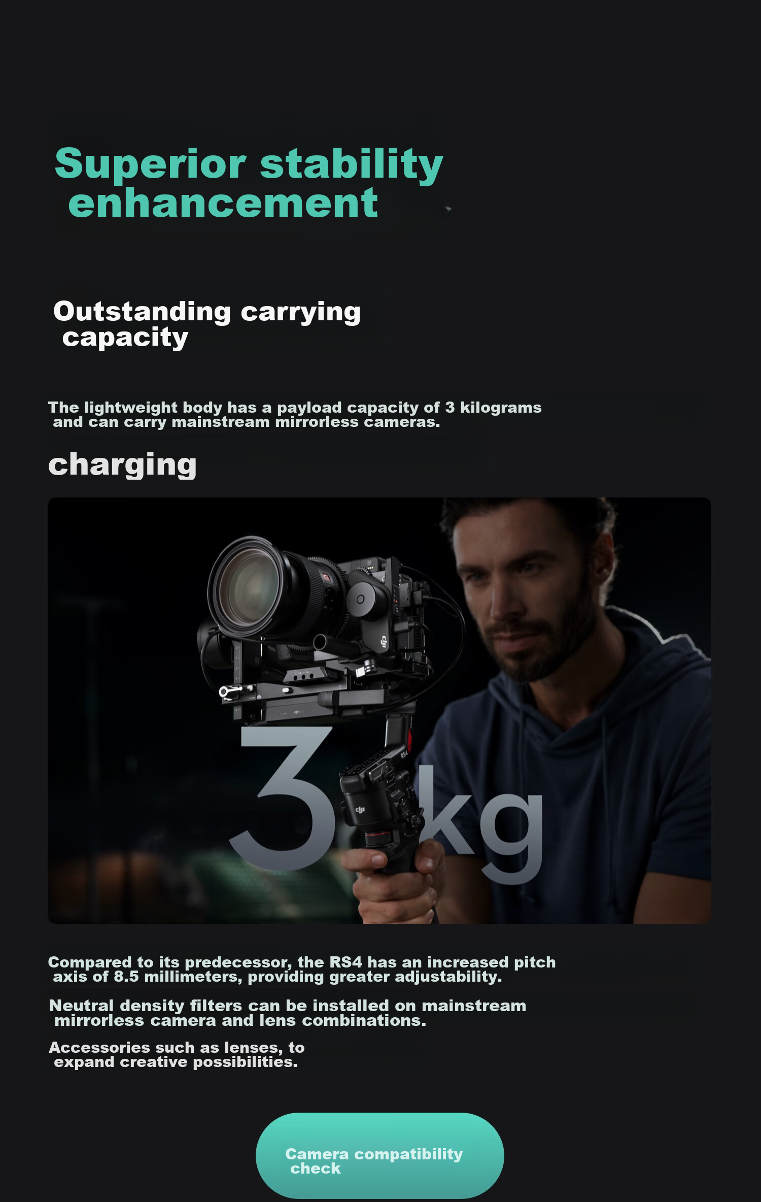 DJI RS 4 Gimbal Stabilizer, Three-Axis Anti-Shake Professional Handheld Shooting Stabilizer, 3kg Load Capacity, for DSLR And Mirrorless Camera Gimbal 4