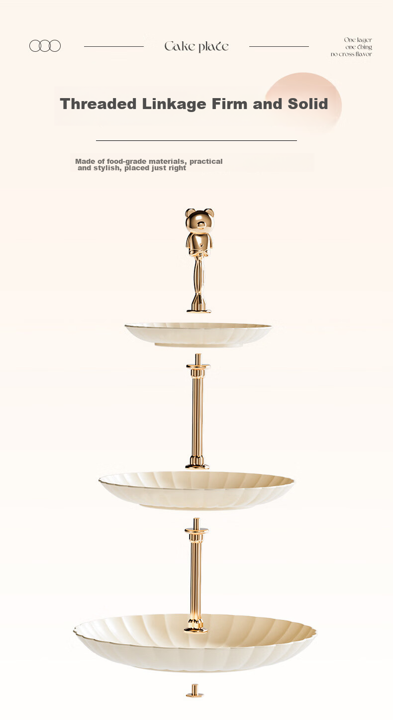 YIJUKE [3-Tier] Luxury Fruit Plate, Living Room Coffee Table Snack Tray, Candy Dish, Dried Fruit And Pastry Stand, Dessert Serving Tray 8