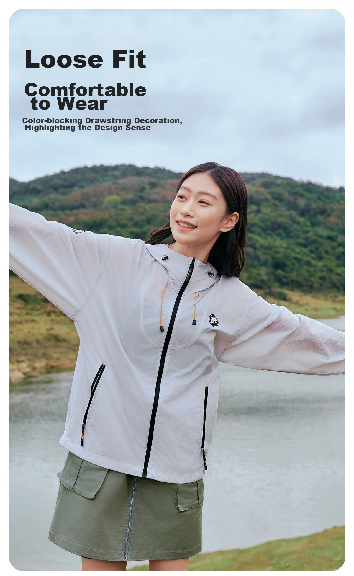 CAMEL Panda Series - Lightweight Sun Protection Jacket for Men And Women, Outdoor Sports Wear with Wide Black Rubber Brim Hat, New Summer Outerwear 13
