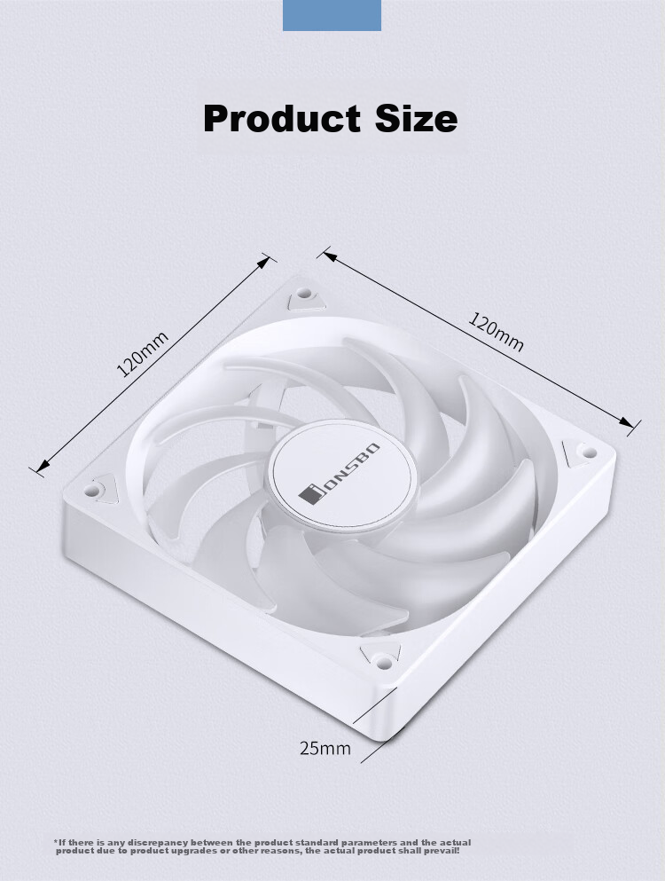 JONSBO SL-120CW Colorful White Edition, 12CM Case Fan (LED Light-Up Fan/3PIN Male-Female Connector, Can Be Connected in Series) 12
