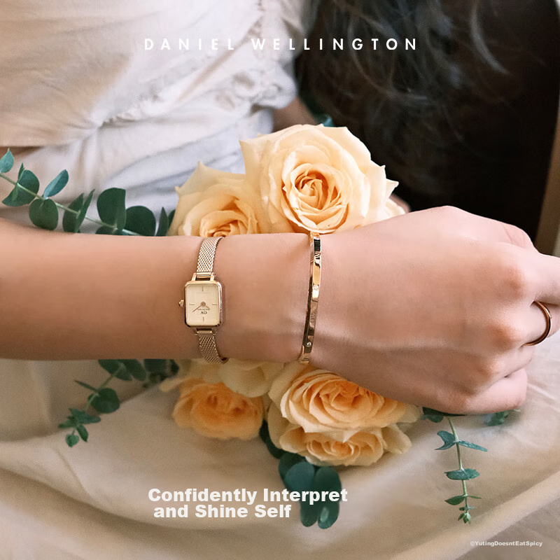 DanielWellington [Mashixun Same Style] DW Bracelet for Women, Shining Starry Rose Gold Small Open Bangle Couple Style DW531