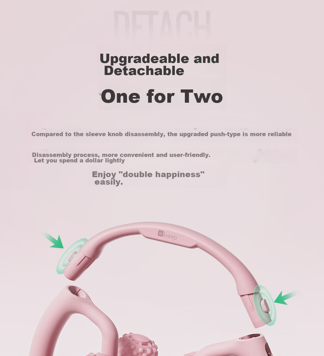 Keep 8 Detachable Circular Massage Roller for Thighs And Calf, Leg Slimming Device, Muscle Relaxation Foam Roller, Cherry Blossom Pink 18