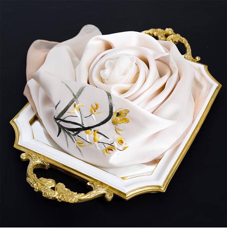 Hangsifu Handmade Suzhou Embroidery Silk Scarf Shawl Wrap, Autumn And Winter Neck Protection Warm Scarf, Birthday Gift for Mom, Gift Box 11