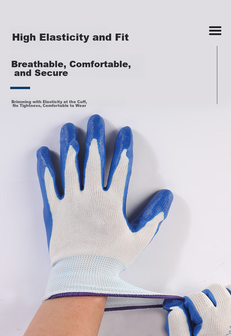 GUANNUODA Nitrile Rubber Work Gloves, 12 Pairs/pack, Wear-Resistant, Oil-Resistant, Waterproof Coated Gloves, Construction Site Auto Repair Building Protective Gloves 10