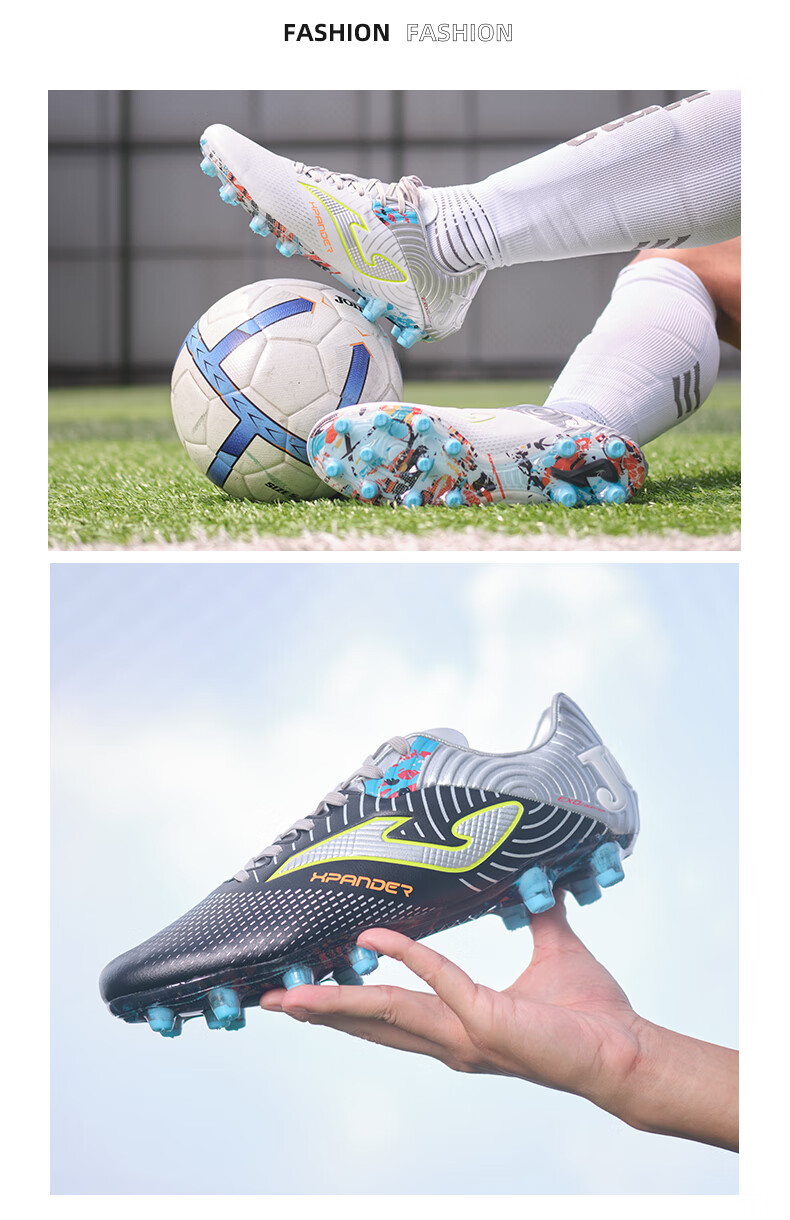JOMA Spanish Soccer Cleats for Men, Adults And Youth, FG Long Studs, Non-Slip, Wear-Resistant, Professional Football Training Shoes, White And Silver, Size 43 18