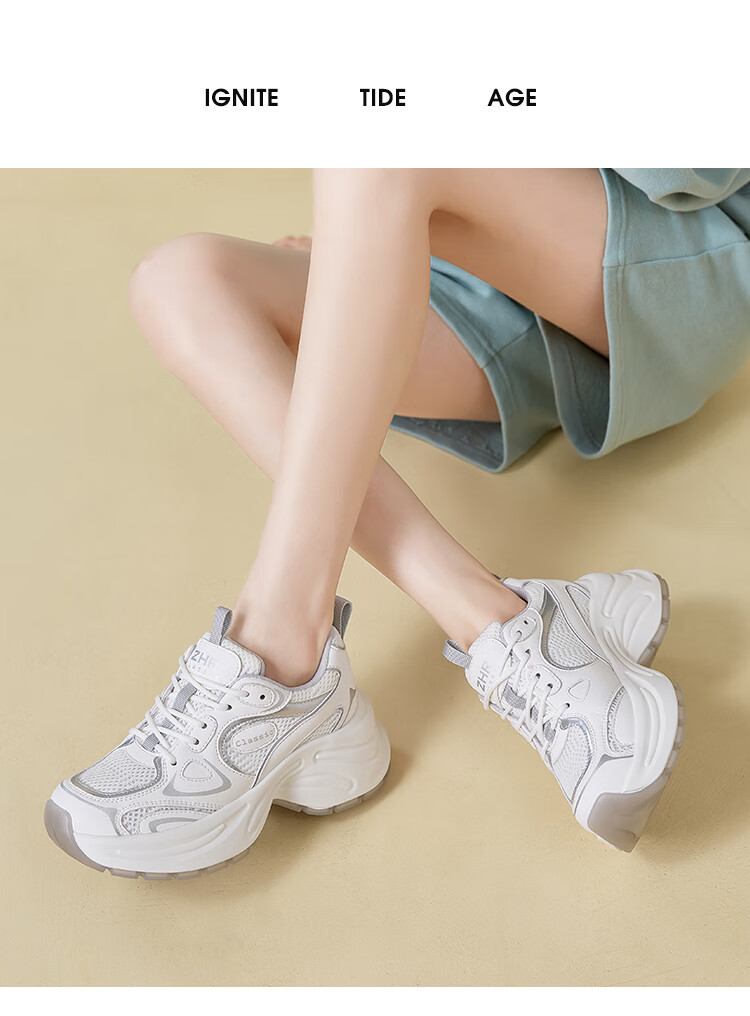 ZHR Dad Shoes for Women, Retro Thick-Soled Casual Shoes, Comfortable Mesh Breathable Sports Shoes for Women, JT07, Silver Gray, Size 37 17