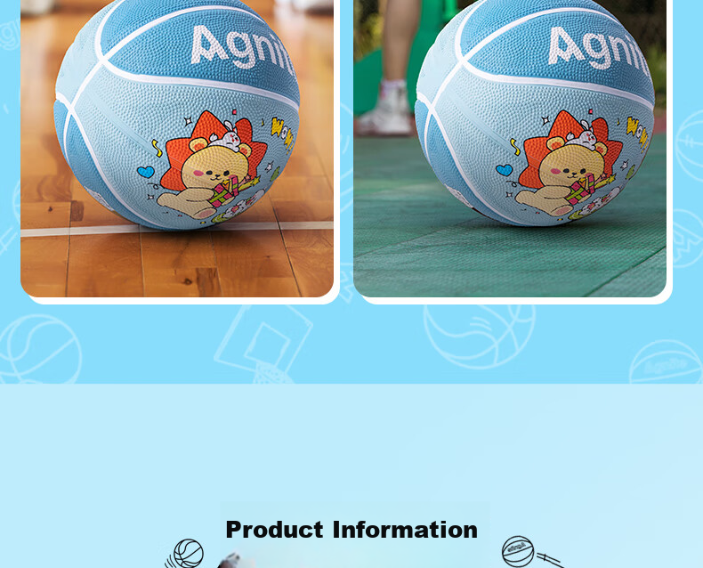 Deli Panda No. 5 Children's Basketball, Durable Rubber, High Elasticity, Wear-Resistant, Non-Porous, Non-Slip Basketball, Gree 16