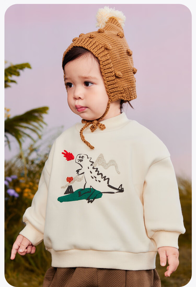 Minibala Fleece-Lined Sweatshirt Unisex Kids Warm 2024 Winter New Long Sleeve Half Turtleneck Top 7