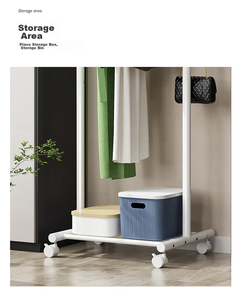 Yicainianhua Floor-Standing Clothes Drying Rack, Indoor Bedroom Simple Drying Pole, Coat And Hat Stand, Thickened Steel Pipe Drying Rack, 2166 8