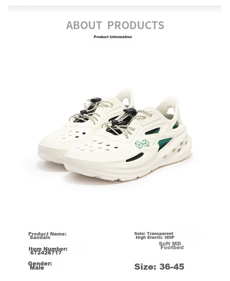 361° Men's Sports Slippers, BIG3 Perforated Shoes, Indoor And Outdoor Beach Sandals for Men, 672426717-8, Size 40 35