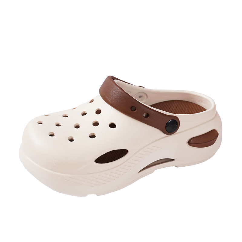 CARTELO Women's Perforated Shoes, Summer Sandals, Casual Slippers, Garden Dual-Use Beach Sandals for Women, 1463 Beige Coffee, Size 35-36