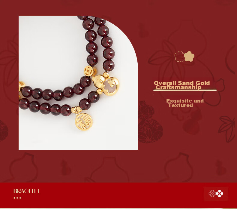 Dayingbowuguan Oriental Dream Pomegranate Garnet Double-Layer High-End Bracelet, Gift for Women on Birthday 10