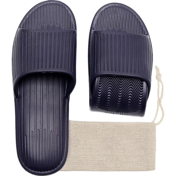 GUOLUOFEI Foldable Portable Ultra-Light Slippers for Travel And Business Trips, Hotel Summer Bathroom Slippers for Men And Women, Navy Blue, Size 42/43