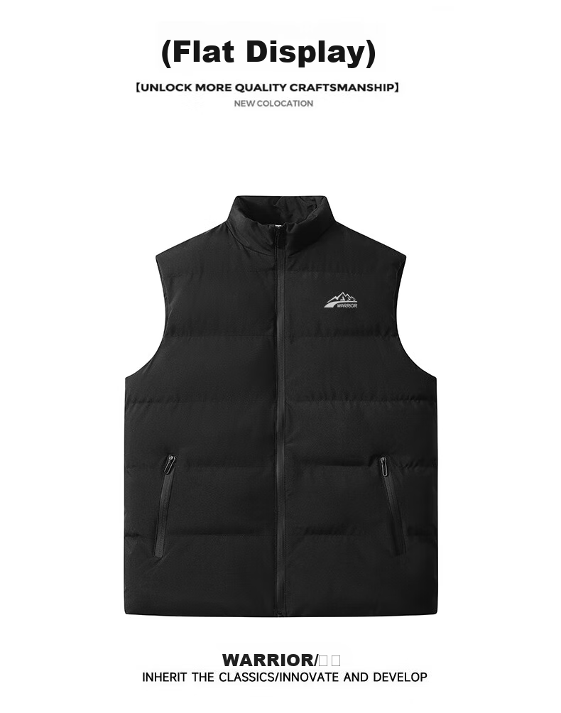 Huili Cotton Vest for Men, Autumn And Winter Warm Thickened Outer Wear, Men's Stand-Up Collar Waistcoat, Casual Cotton Clothing, Men's Wear, Black, 3XL 16