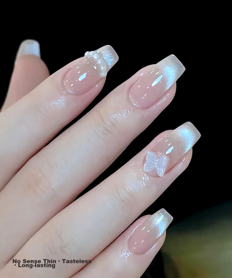Meifuyu Nail Stickers, Handmade Wearable Nails (Yue Xiaoshan Tea Flower S Size), Long Nail Tips, Gift for Girlfriend, MF8213 25
