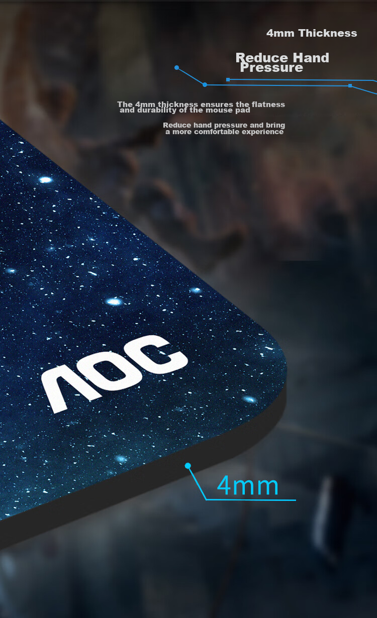AOC Gaming Long Mouse Pad, Extra Large 800*300*4mm Thickened with Locked Edges, Office Keyboard Computer Desk Pad M161/93, Absorbing Black 5