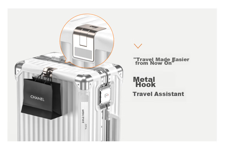DTA Multifunctional Luggage for Women And Men, Spinner Wheels, Aluminum Frame Carry-On Suitcase, Travel Leather Case, Ivory White, 20 Inches 8
