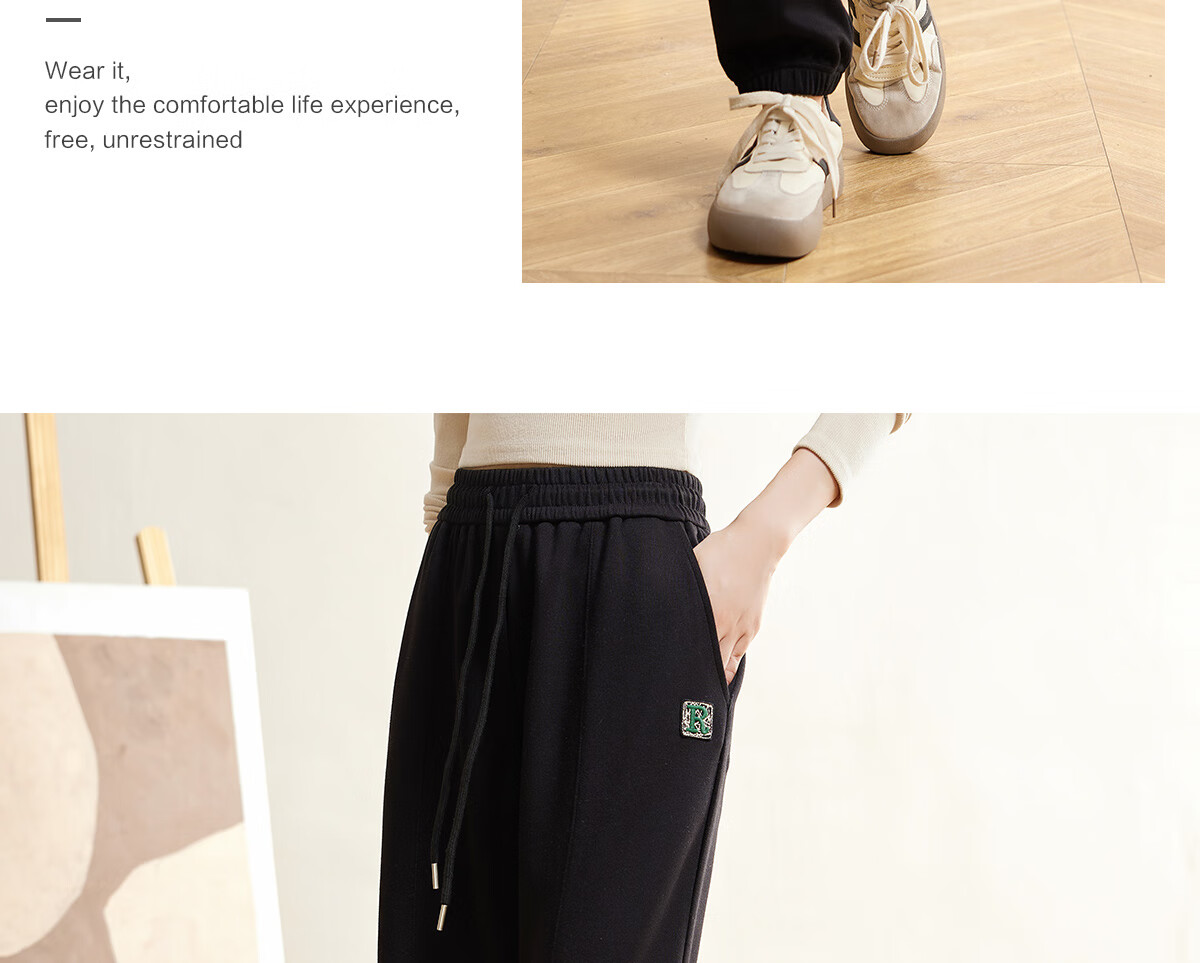 Halo Queen Women's Casual Pants with Drawstring Elastic Waist, Straight-Leg Trousers with Tapered Legs, Slimming And Versatile Sports Pants, New Product H143R1014 16