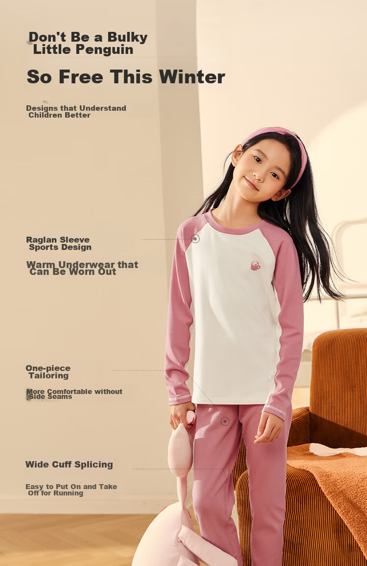 BALABALA Children's Thermal Underwear Set, Winter Thickened Girls' Baby Autumn Clothes And Pants, Boys' Base Layer Inner Wear, Heat-Generating Pajamas 10