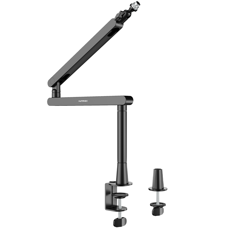 HUMANEX Microphone Stand, Suspended Arm Desktop Speaker Stand, Anchor Live Streaming, 3kg Load Capacity, Three-Section Folding Universal Live Streaming Microphone Stand, AX3G-B