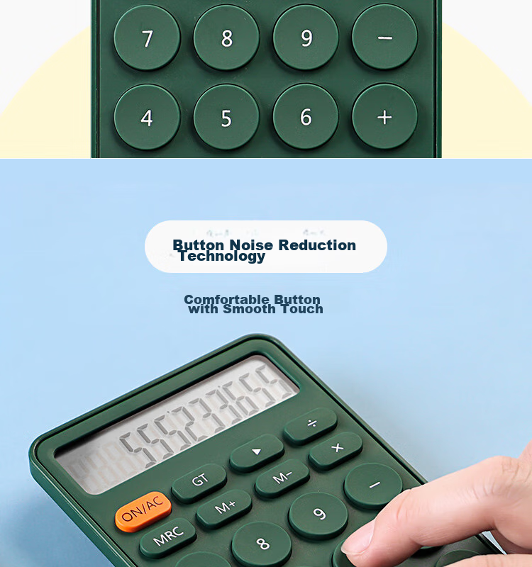 TIANSE 3c Digital All-Net Low Price Protection Candy Color Simple Calculator, 12-Digit Large Screen Fashionable Desktop Computer Tablet Portable, Office Supplies, TS-1721, Bamboo Gree 7