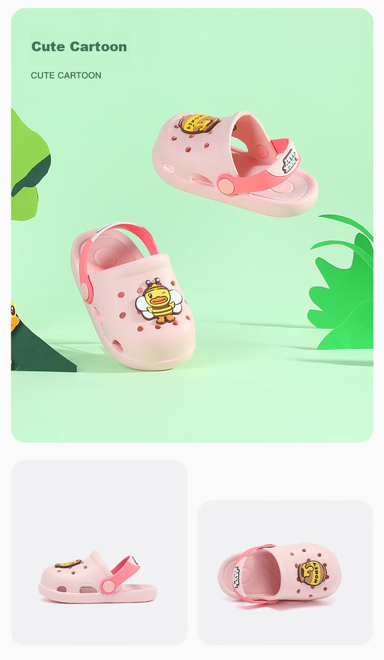 B.Duck Children's Slippers, Boys' Sandals, Kids' Clogs, Girls' Shoes, Home Slippers, BY1310905, Yellow, Size 26 13