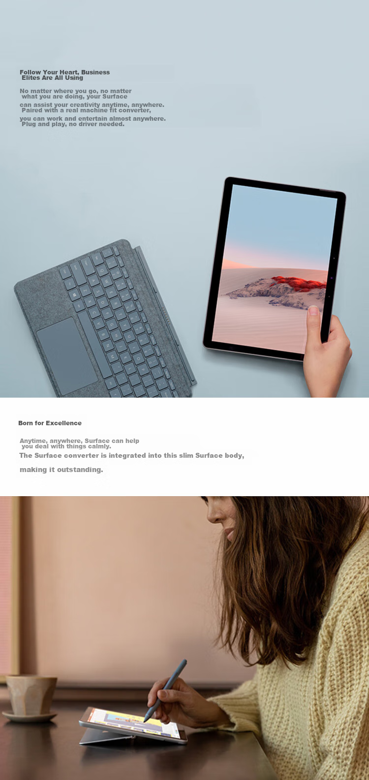 Isky Microsoft Surface Go4/Go3/Go2/Go Docking Station, Type-C Converter, USB-C to 3-Port Hub, Laptop And Tablet Expansion Dock 3
