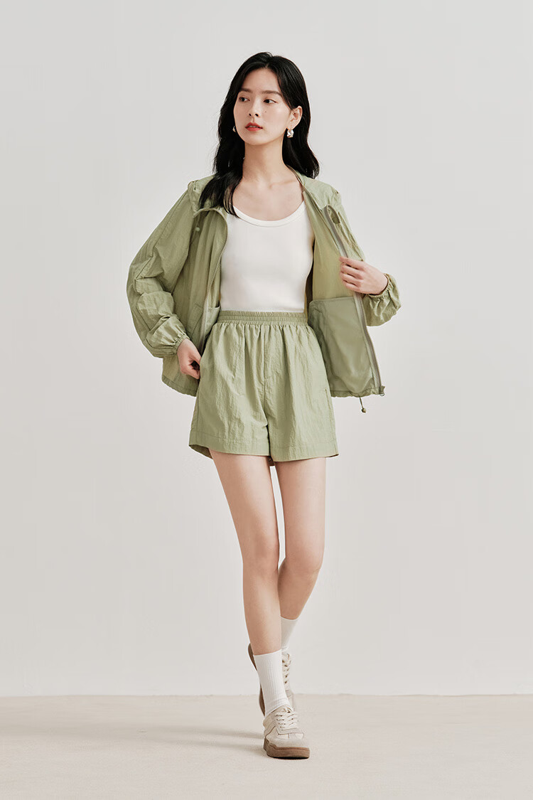 INMAN UPF100+ Sun Protection Shirt for Women, Summer Fashion Blouse Jacket, Bean Green Color, Size L 37