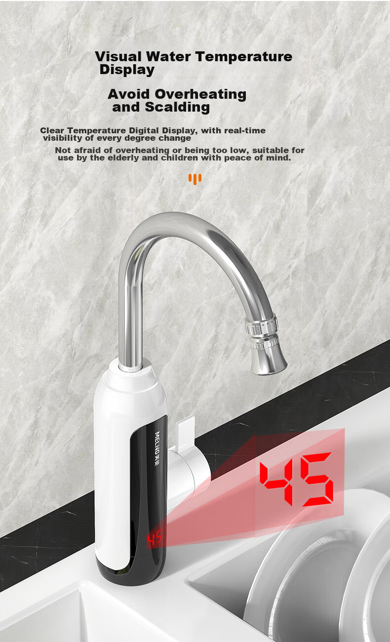 MeiLing Electric Hot Water Faucet, Kitchen Under-Sink Instant Heating Electric Water Heater, Quick Heating Mini Kitchen Treasure, Household Hot Water Treasure with Both Cold And Hot Functions, MF-D316 Plug-In Model 10