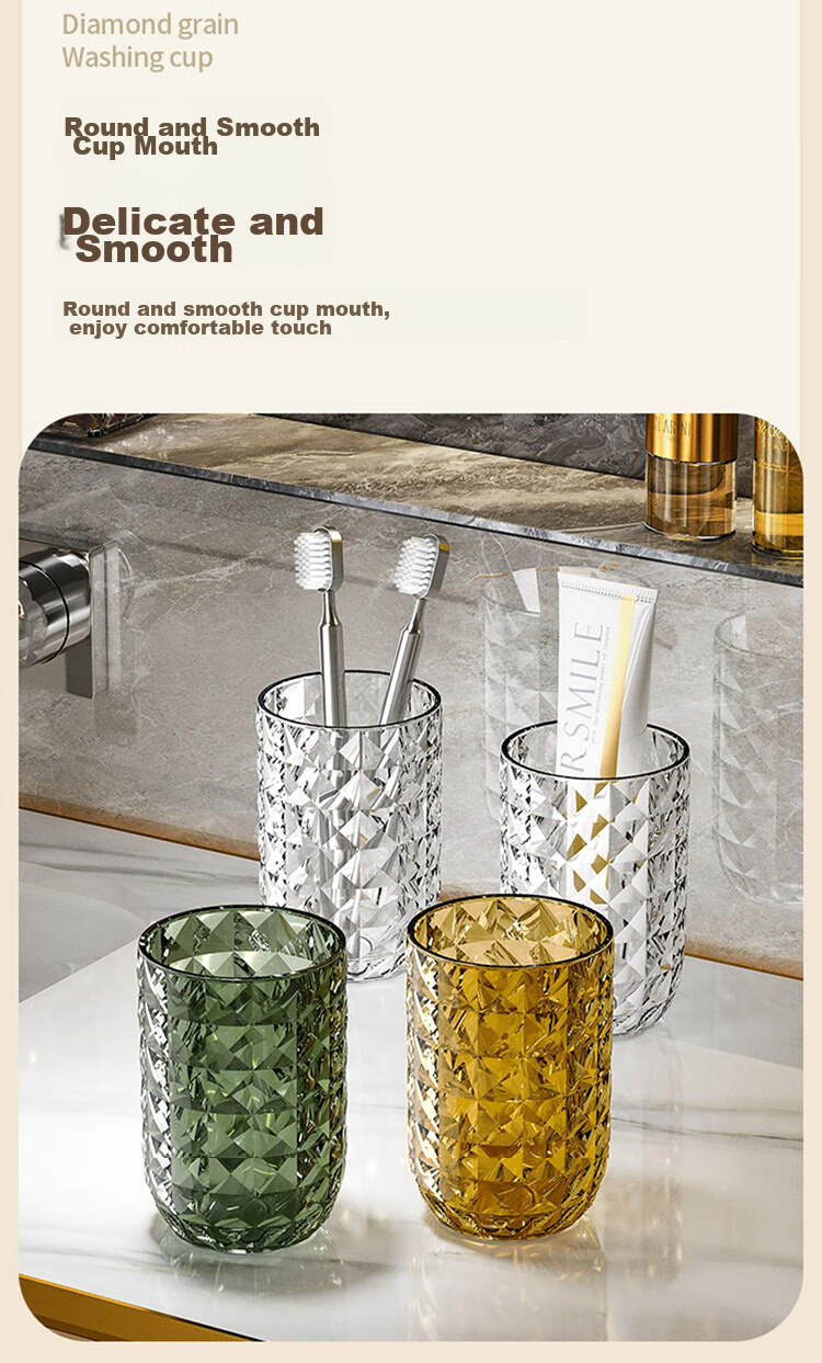 Jingxun Toothbrush Cup, Set of 2, Simple And Stylish Adult Home Tooth Mug, Student Couple Wash Cup, Green + Transparent 6