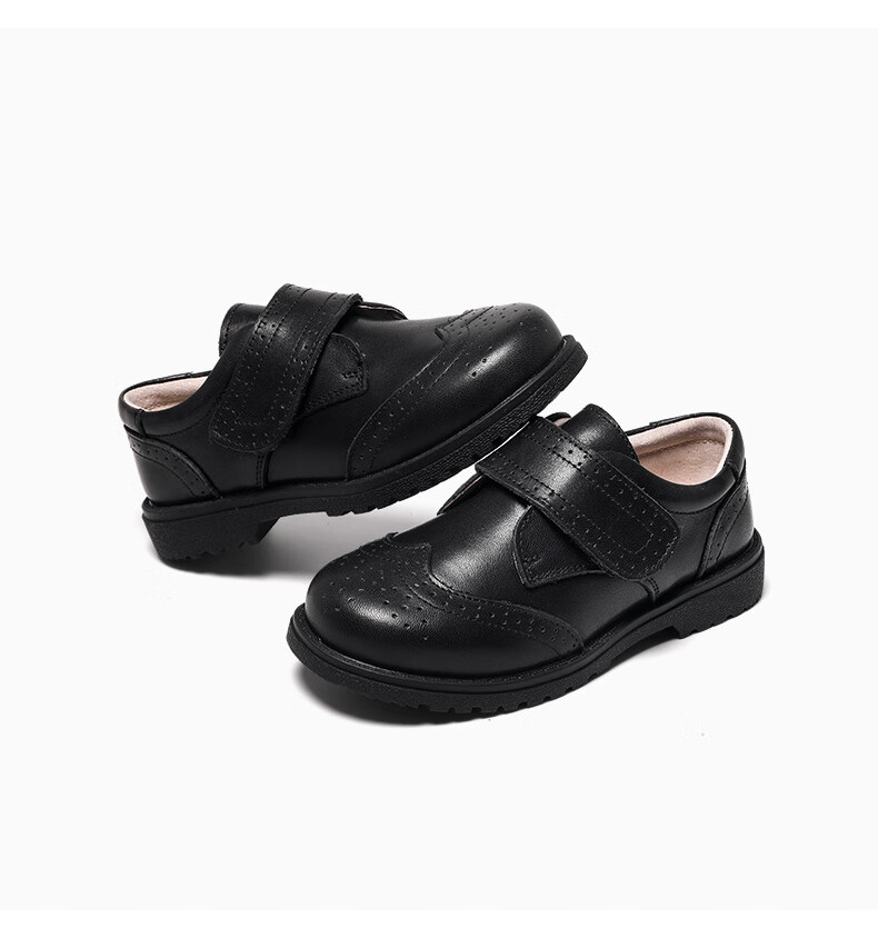 Aokang Boys' Leather Shoes, Black Soft-Soled Performance Shoes, Spring And Summer New Style Children's British-Style Genuine Leather Show Shoes for Older Kids 5
