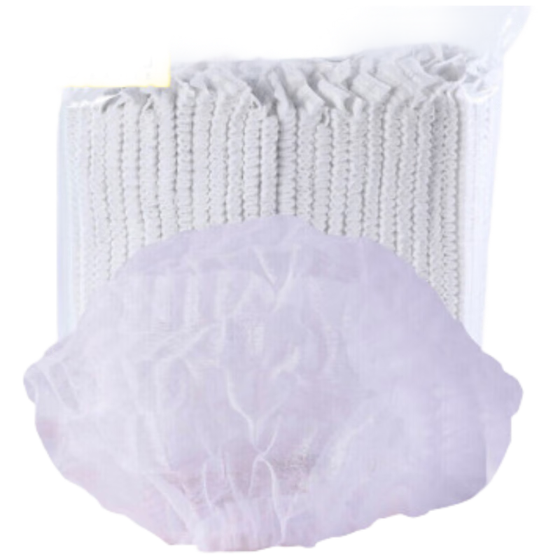 BAIGE Disposable Head Cover Cap, Kitchen Food-Grade Dust-Proof Strip Hat, Non-Woven Thickened Breathable, White Double Elastic, 500 Pieces, CW568317