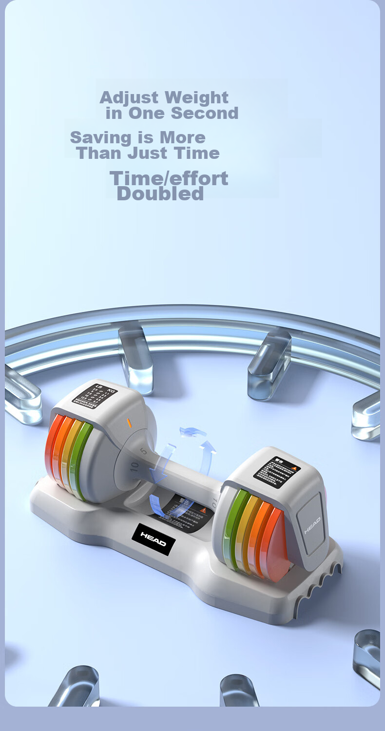 HEAD Rainbow Dumbbell Set for Men And Women, Pure Steel Adjustable Detachable Home Fitness Equipment 7