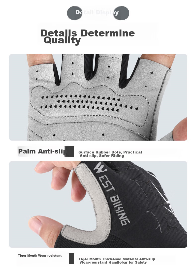 WestBiking WestBiking Bicycle Riding Gloves Half-Finger Breathable Shock-Absorbing Gloves Unisex 12