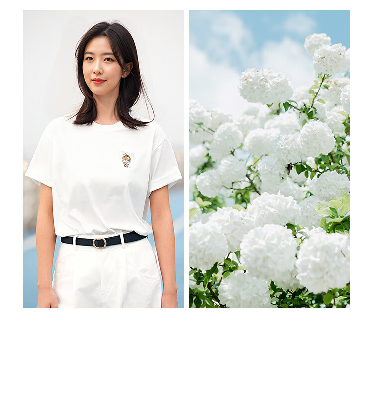 Semir [Colorful Cool-Touch T-Shirt] Women's Short-Sleeve Mid-Length Loose Comfortable Embroidered Top 109324100007 16