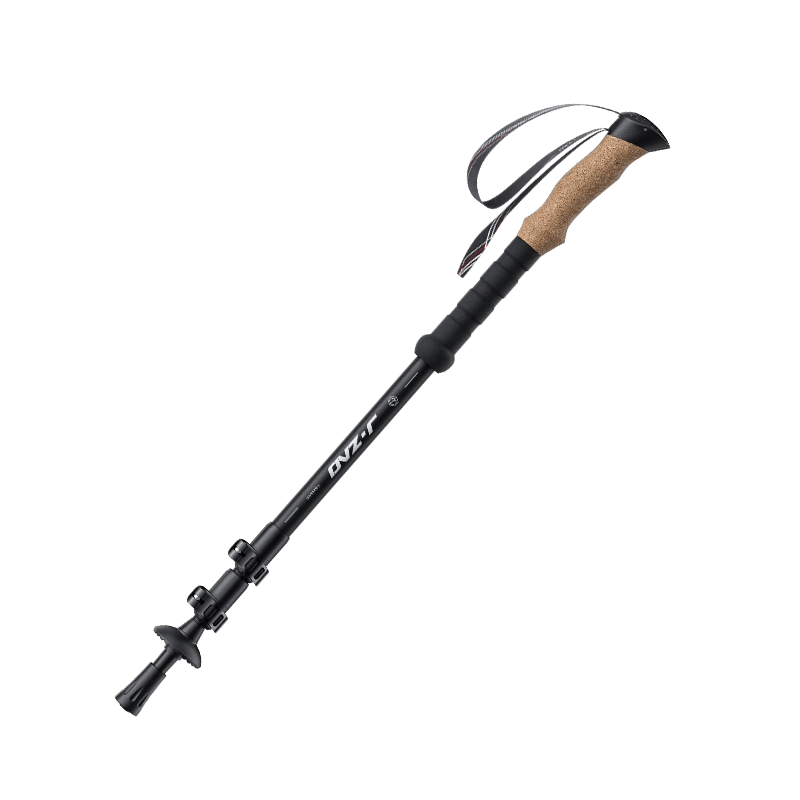 JD Original [Fengjing] Aluminum Alloy Trekking Pole with Cork Handle, Extendable Outdoor Climbing Hiking Equipment Walking Stick Black