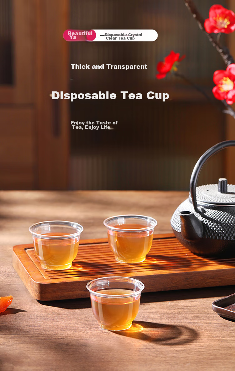 MARYYA Disposable Tea Cups, 60ml*100 Pieces, Thickened Aviation Space Plastic Kung Fu Tea Cups, Food-Grade High Temperature Resistant Cups 1