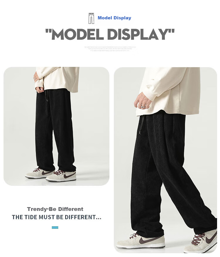 MMOPTOP Corduroy Pants for Men, Spring And Summer Vintage Loose-Fitting Straight-Leg Casual Trousers, 8302 Off-White S 6