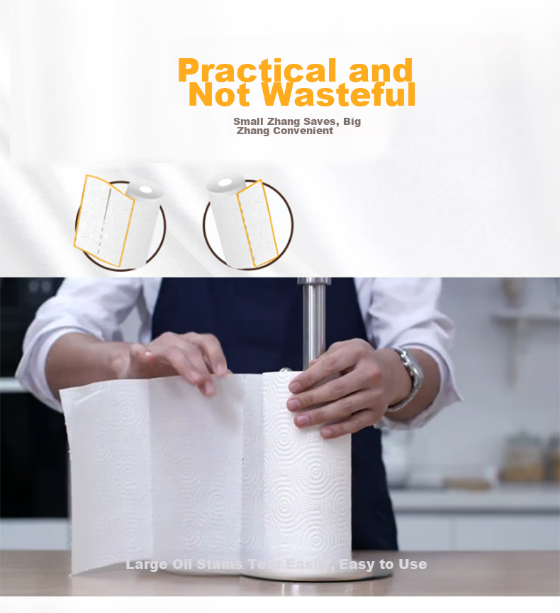May Flower Kitchen Roll Paper, 3-Ply 120 Sheets*12 Rolls, Strong Oil-Absorbing, Food-Safe, Hand-Wiping, Bulk Pack 8