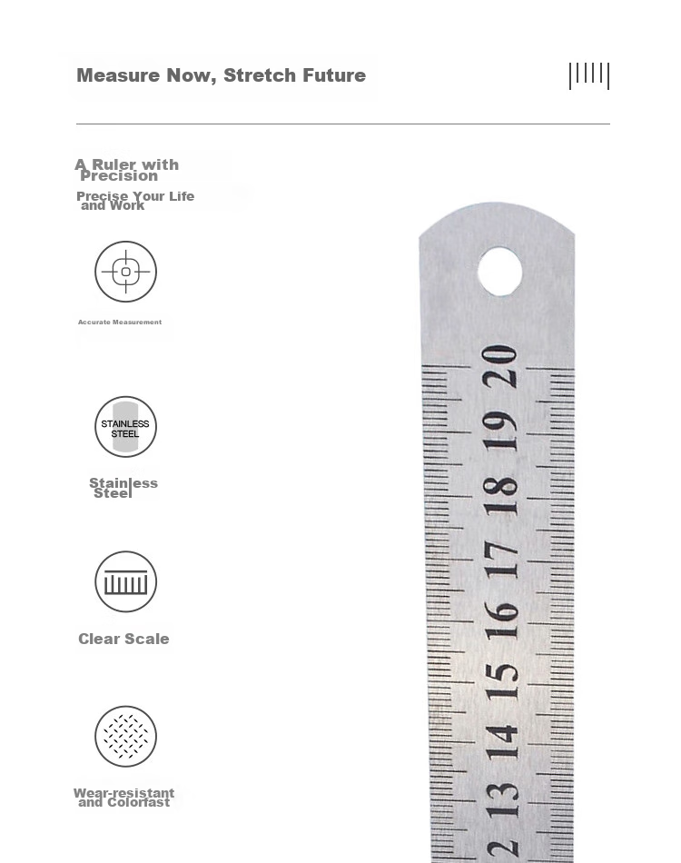 TANGO Office (TANGO) 30cm Stainless Steel Straight Ruler/students' Ruler Double-Sided Scale Measuring Drawing Ruler/tango Series Office Stationery 5
