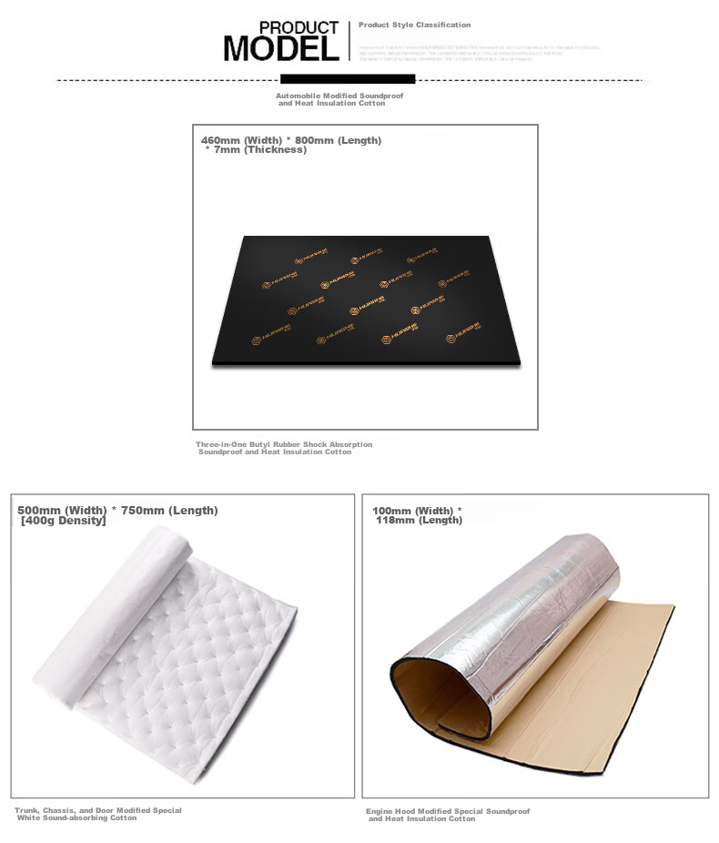 Xiangdaxia Car Soundproofing Cotton, Engine Hood Sound Insulation Material, Heat Insulating Cotton, High-Temperature Resistant Butyl Rubber, Three-In Engine Vibration Reduction Plate 3