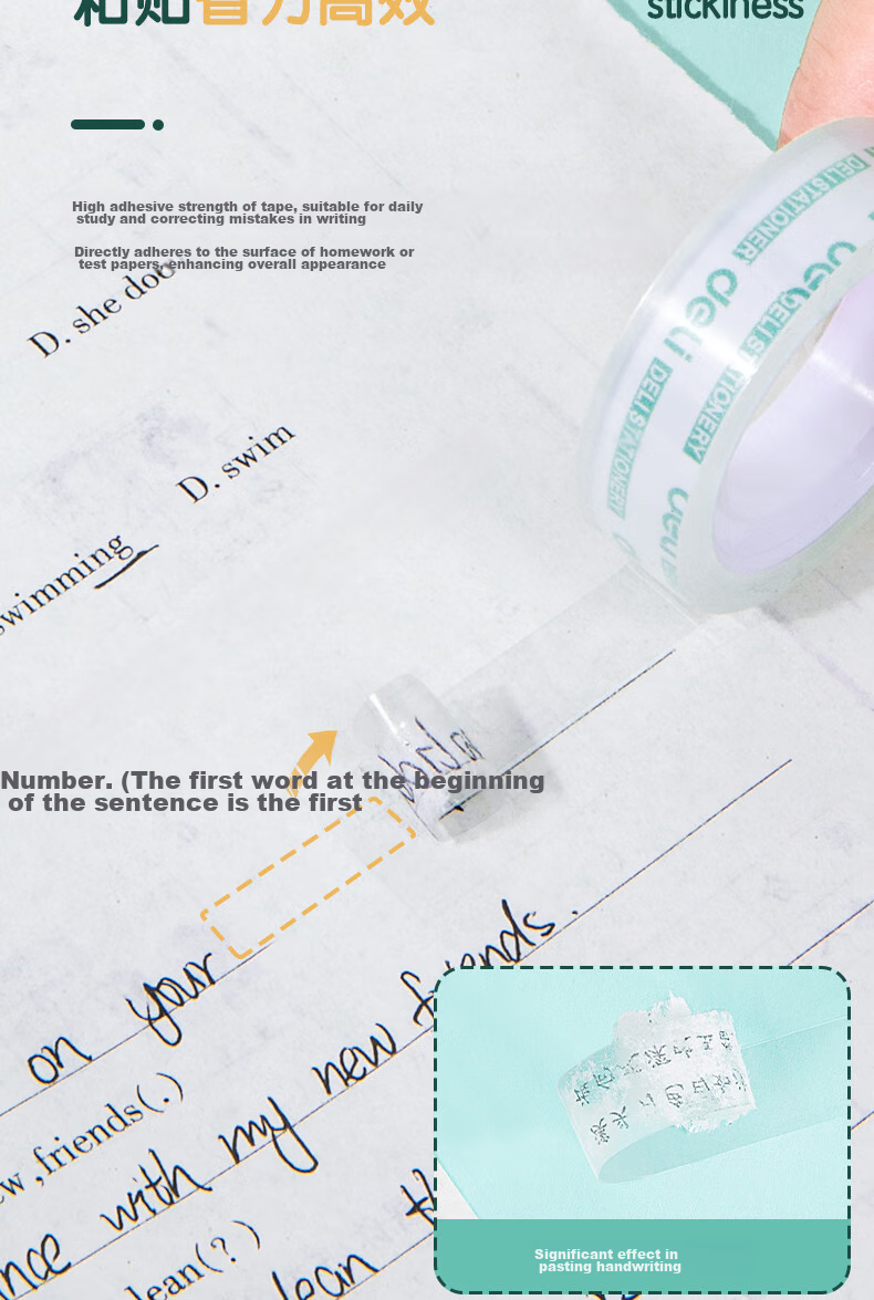 Deli Easy-Tear High Transparency Tape, 12mm*20y High Adhesive Small Tape, Back-To Essential School Supplies, Error Correction Student Stationery, 12 Rolls, Office Supplies, 30014 7