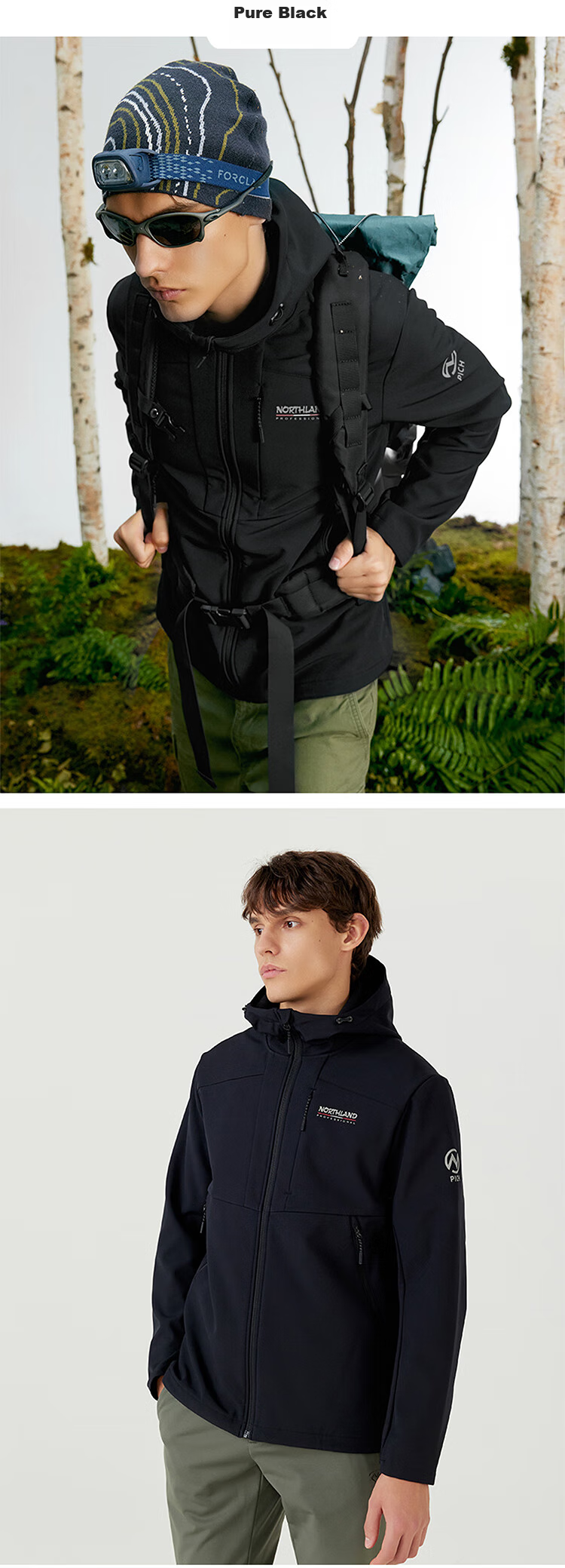 NORTHLAND [Baihulin] Outdoor Men's Windproof And Water-Resistant Soft Shell Jacket for Hiking And Mountaineering, Triple Protection Oil-Proof And Stain-Resistant Coat 18