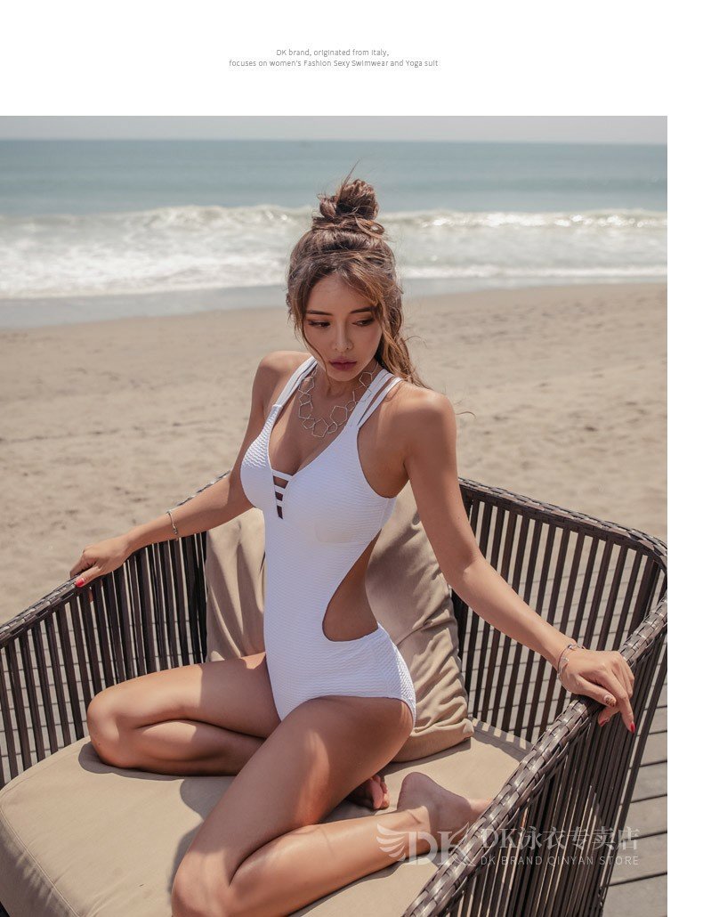 DK Swimsuit for Women, Sexy Small Chest One-Piece Bikini, Conservative Tummy-Covering Slimming Korean Hot Spring Swimwear, Black, L 11