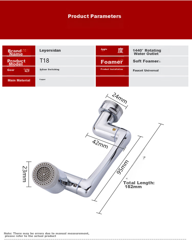 Larsd Mechanical Arm Universal Faucet Anti-Splash Head Rotatable Spout Basin Wash Extender Aerator T18 13