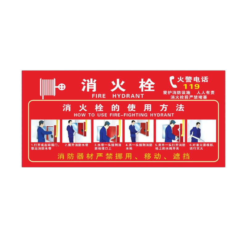 Aimohui Fire Hydrant Usage Warning Sticker, Fire Safety Sign, Safety Warning Warehouse Inspection Factory, 40*20cm, 3 Pieces Per Pack