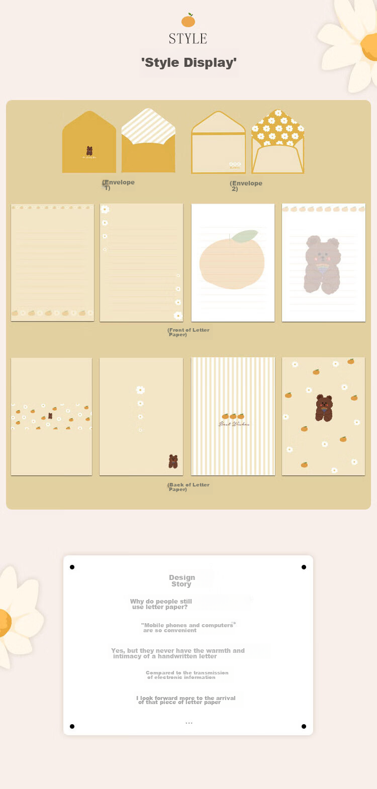 Shiluode Letter Paper And Envelopes for Students And Teachers, B5 Size, Children's Home Letters, Confession Letters, Small Clear Ribbon Pendant, Beautiful Set, 4 Sheets of Letter Paper, 2 Envelopes 3
