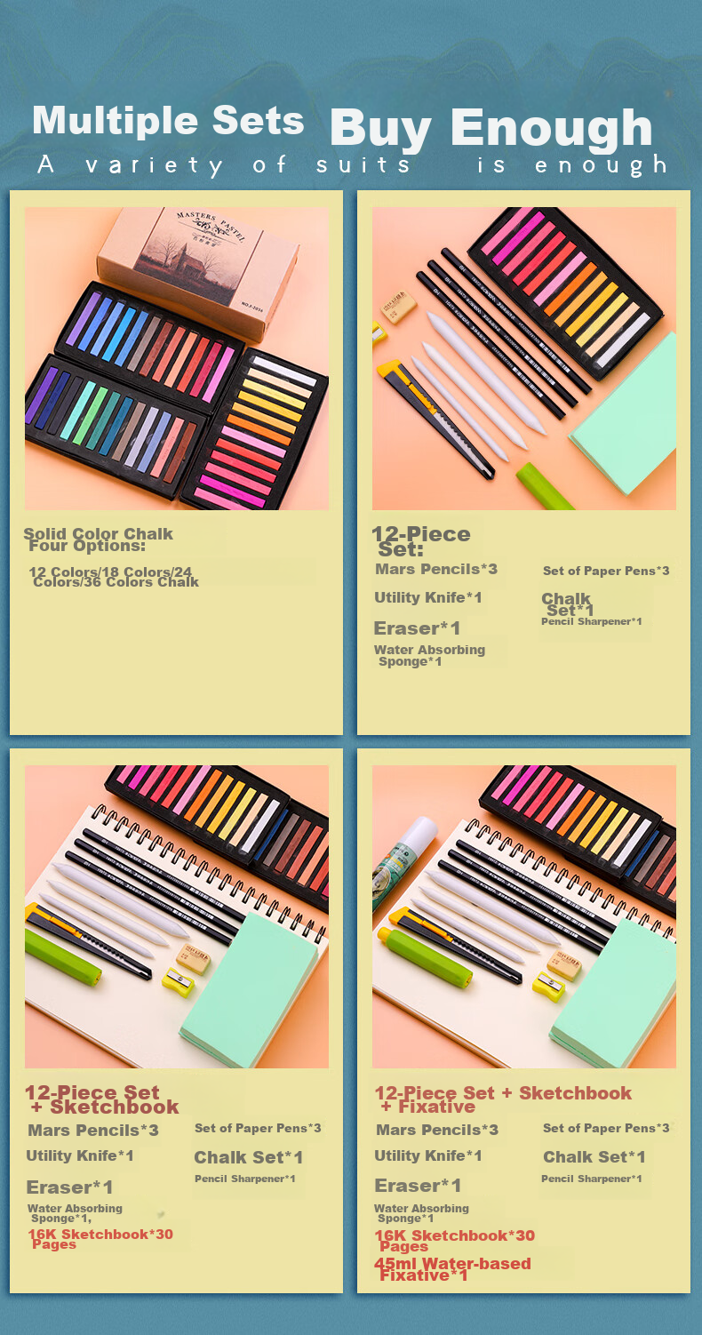 Marie's 36-Color Pastel Pencils, Colored Soft Pastel Sticks, Blackboard Chalk, Children's Wall Drawing And Graffiti Chalk Set F-2036 Drawing Pencils 2