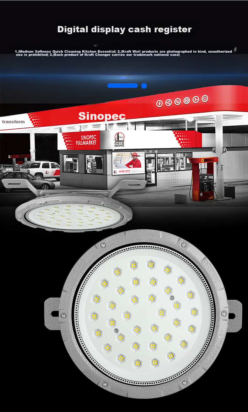 Xinya Explosion-Proof Light, LED Ceiling Light, IP65 Rated, Explosion-Proof Type for Factories And Warehouses, Gas Station Workshop Lighting, Explosion-Proof Floodlight, 50W 1